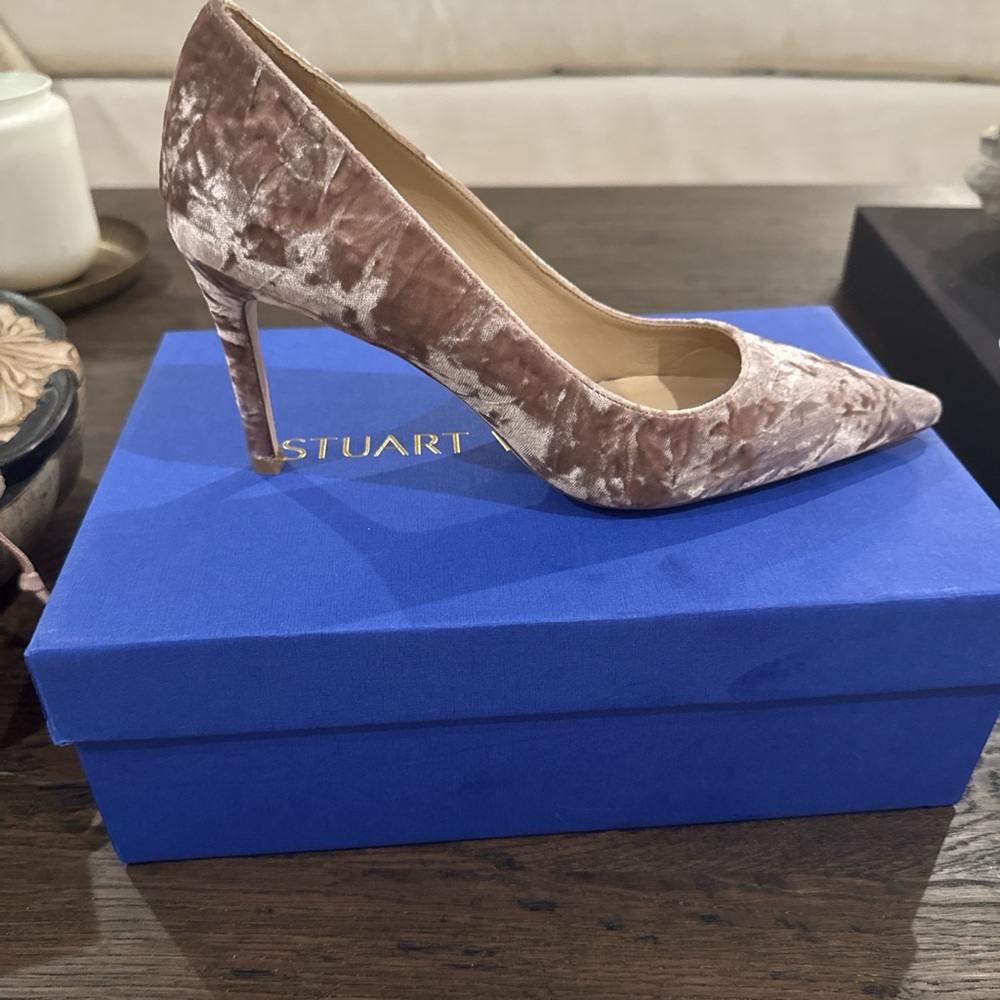 Stuart Weitzman Blush Velvet Heels